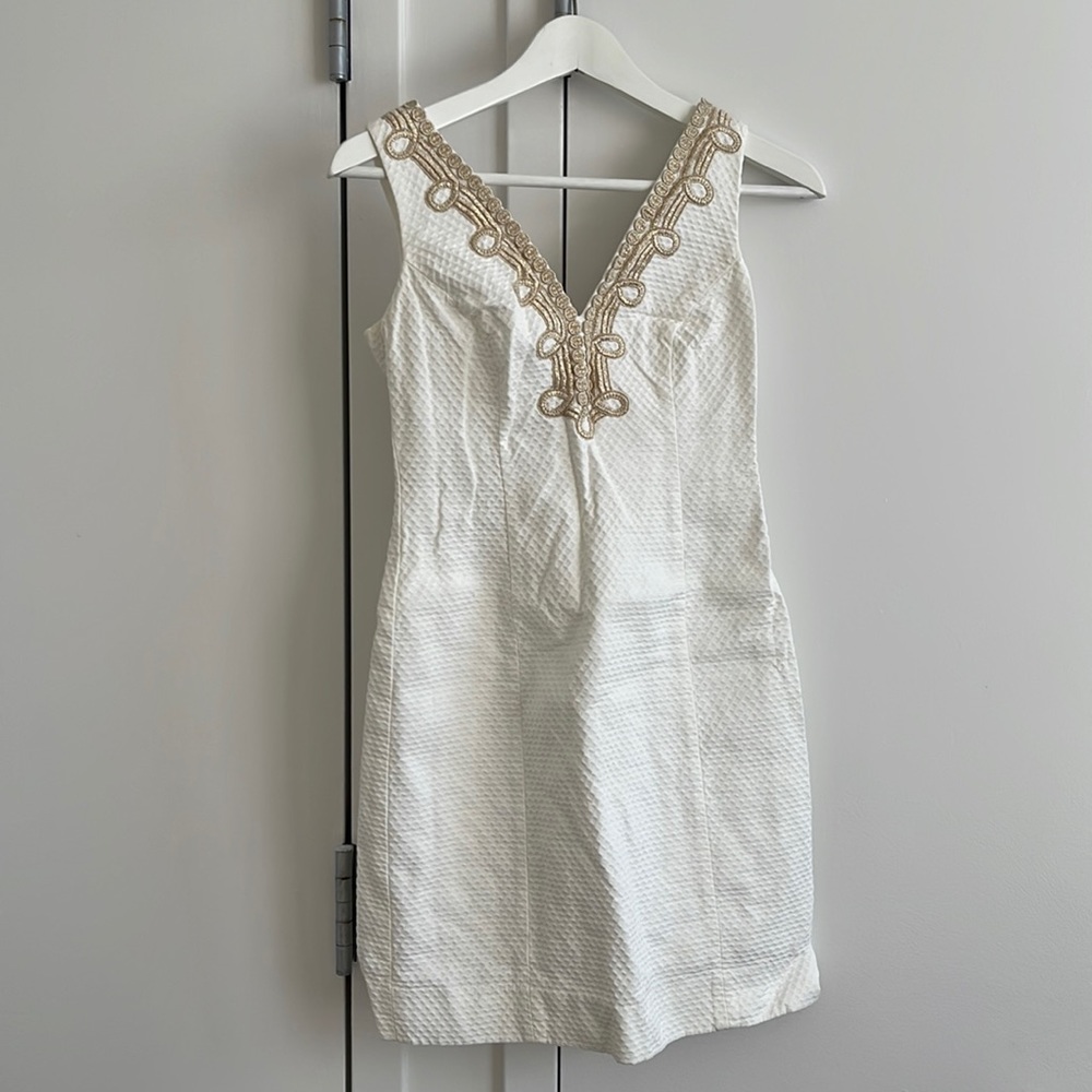 Lily Pulitzer white gold dress